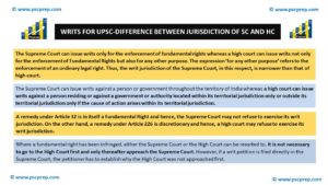 WRITS FOR UPSC-DIFFERENCE BETWEEN JURISDICTION OF SC AND HC